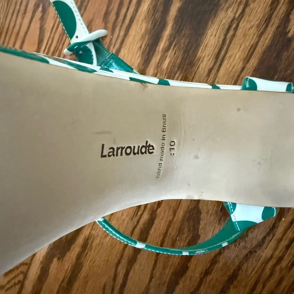 Larroude Green Polka Dot ankle strap heels size 10 - Picture 2 of 4